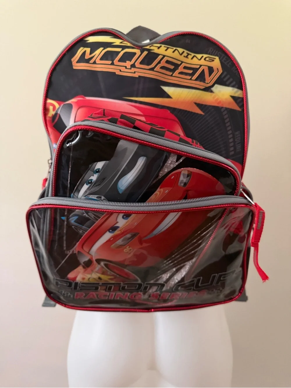 (NWT) Disney Pixar Cars 3 Lightning McQueen School Backpack & Lunch Bag Set